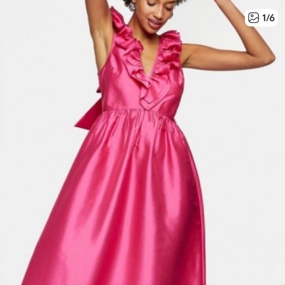 NWT Topshop Making the Cut Hot Pink Midi Dress size 2